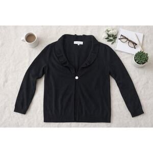 Precious Fibers 100% Cashmere Black Cardigan Sweater Women’s Medium Button Front